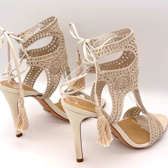 Schutz - Veca Crochet Macrame Tassel Sandals Size 8.5 Ecru / Ivory / Beige - Picture 8 of 8
